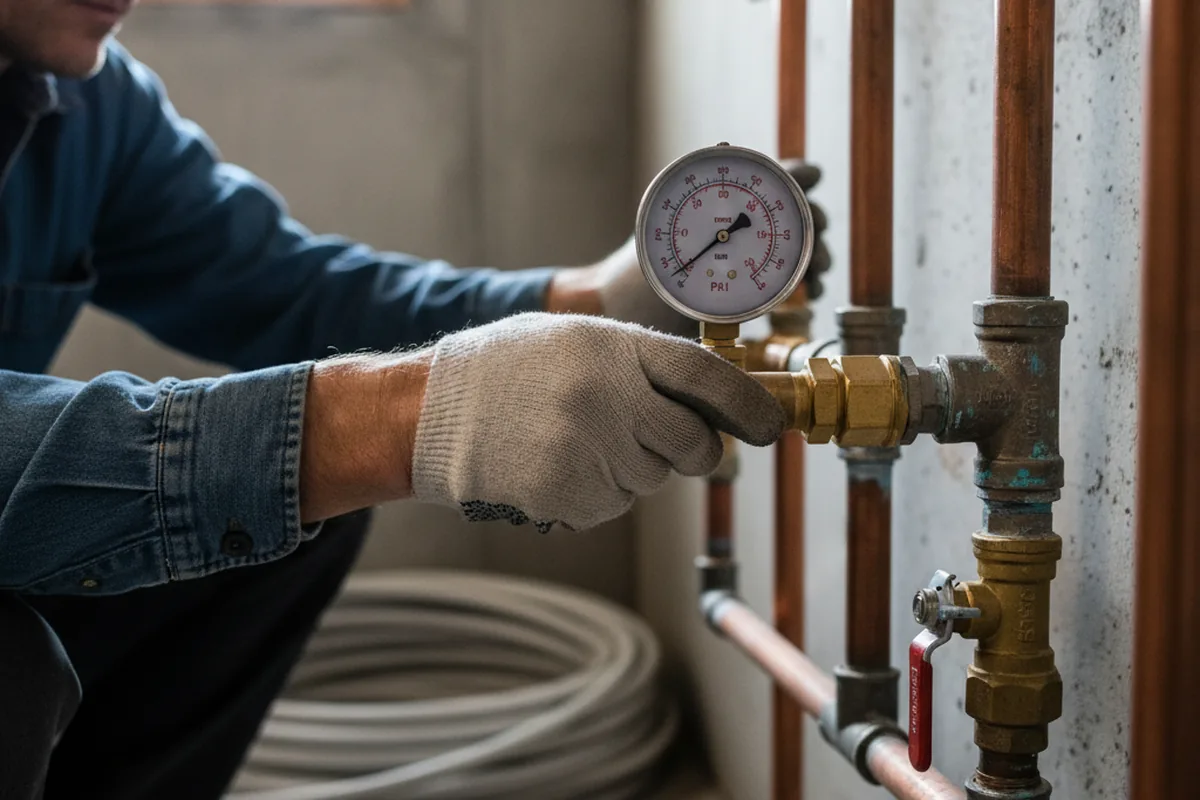 Pressure testing a repaired line during Water Line Repair in Lawsonville